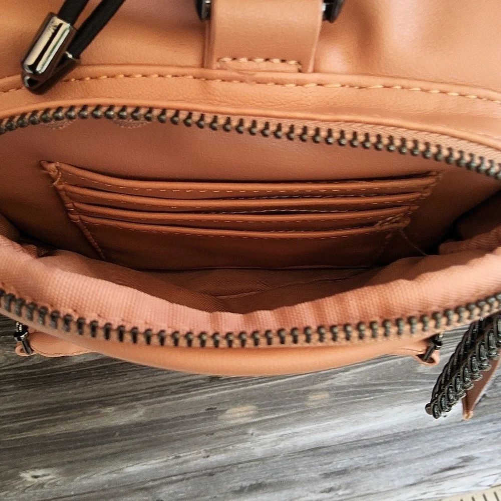 RACHEL Rachel Roy Peach Backpack with Buckle & Chain And Pockets Galore! - Picture 7 of 16